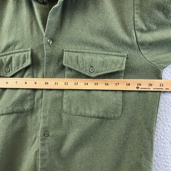 British Army Mens Wool Flannel Combat Shirt Green Ladybird Belfast 1960s L - Picture 5 of 9